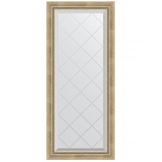 Зеркало Evoform Exclusive-G 123х53 BY 4046 с гравировкой в багетной раме - Состаренное серебро с плетением 70 мм