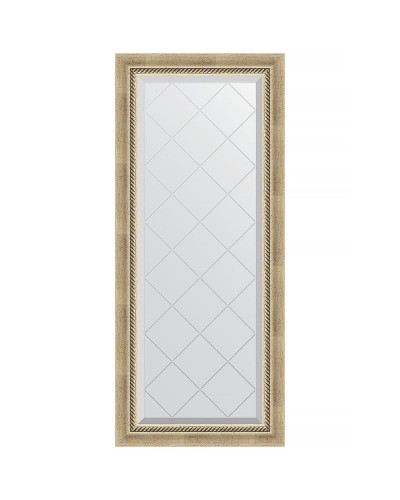 Зеркало Evoform Exclusive-G 123х53 BY 4046 с гравировкой в багетной раме - Состаренное серебро с плетением 70 мм