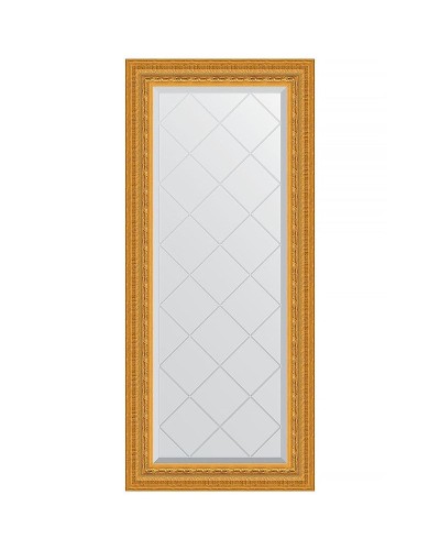Зеркало Evoform Exclusive-G 124х55 BY 4052 с гравировкой в багетной раме - Сусальное золото 80 мм