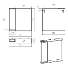 Алиса - 75 Зеркало белое с 1 шкафчиком левое
