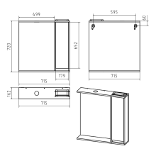 Алиса - 75 Зеркало белое с 1 шкафчиком правое