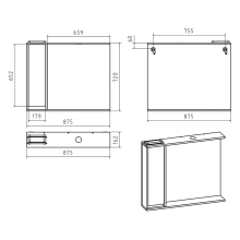 Алиса - 90 Зеркало белое с 1 шкафчиком левое