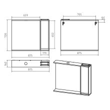 Алиса - 90 Зеркало белое с 1 шкафчиком правое