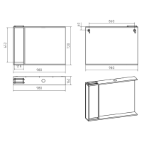 Алиса -100 Зеркало белое с 1 шкафчиком левое