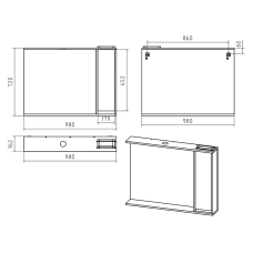 Алиса -100 Зеркало белое с 1 шкафчиком правое