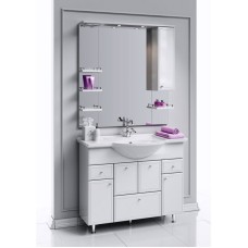 Зеркало со шкафом Aqwella Барселона 100 Ba.02.10 с подсветкой Белое