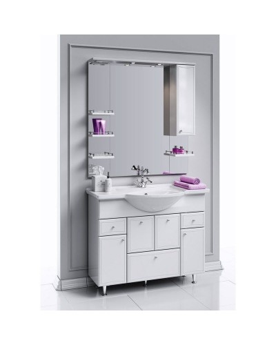 Зеркало со шкафом Aqwella Барселона 100 Ba.02.10 с подсветкой Белое