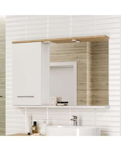 Респект -120 Зеркало левое (белая ПВХ/Дуб Тиссано)