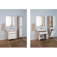 Зеркало со шкафом Aquanet Гретта 75 173986 с подсветкой R Дуб светлый