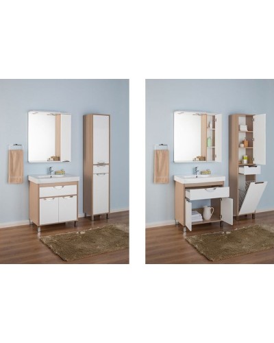 Зеркало со шкафом Aquanet Гретта 75 173986 с подсветкой R Дуб светлый