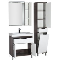 Зеркало со шкафом Aquanet Гретта 90 R 173993 с подсветкой Венге Белое