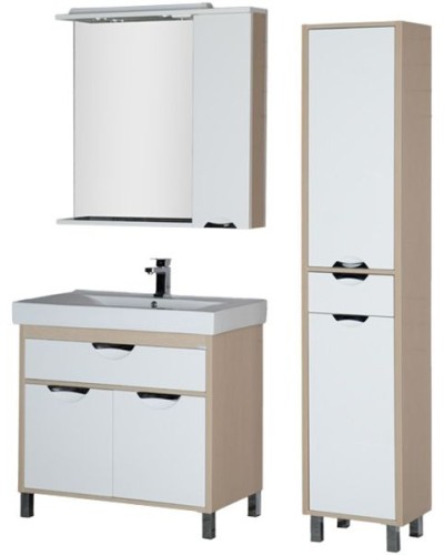 Зеркало со шкафом Aquanet Гретта 90 173987 с подсветкой R Дуб светлый