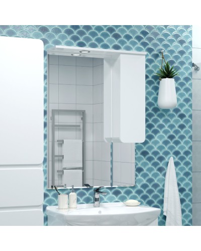 Чегет - 85 Зеркало - шкаф прав. (свет)  белая эмаль