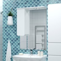 Чегет - 65 Зеркало - шкаф лев. (свет)  белая эмаль