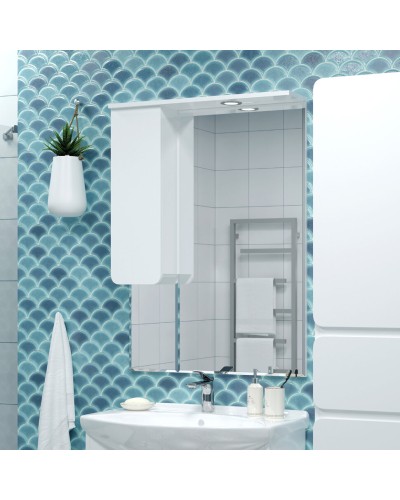 Чегет - 65 Зеркало - шкаф лев. (свет)  белая эмаль