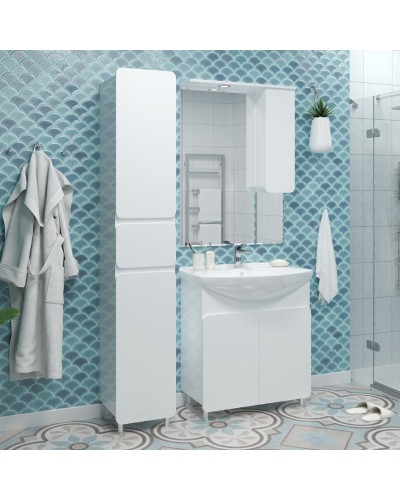 Чегет - 65 Зеркало - шкаф лев. (свет)  белая эмаль