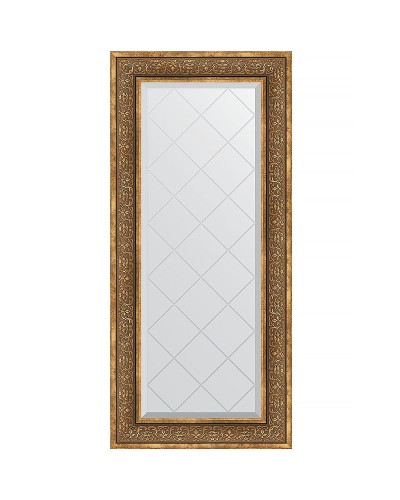 Зеркало Evoform Exclusive-G 129х59 BY 4077 с гравировкой в багетной раме - Вензель бронзовый 101 мм