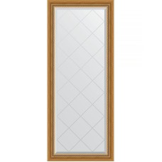 Зеркало Evoform Exclusive-G 153х63 BY 4131 с гравировкой в багетной раме - Состаренное золото с плетением 70 мм