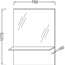 Зеркало с полкой розовой дерево 79х107,2 см Jacob Delafon Struktura EB1213-E13