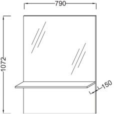 Зеркало с полкой розовой дерево 79х107,2 см Jacob Delafon Struktura EB1213-E13