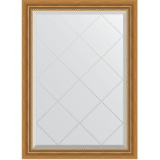 Зеркало Evoform Exclusive-G 101х73 BY 4174 с гравировкой в багетной раме - Состаренное золото с плетением 70 мм