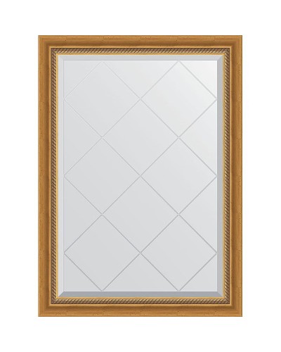 Зеркало Evoform Exclusive-G 101х73 BY 4174 с гравировкой в багетной раме - Состаренное золото с плетением 70 мм