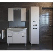 Зеркало со шкафом АСБ-мебель Мессина 100 9616 с подсветкой Белый