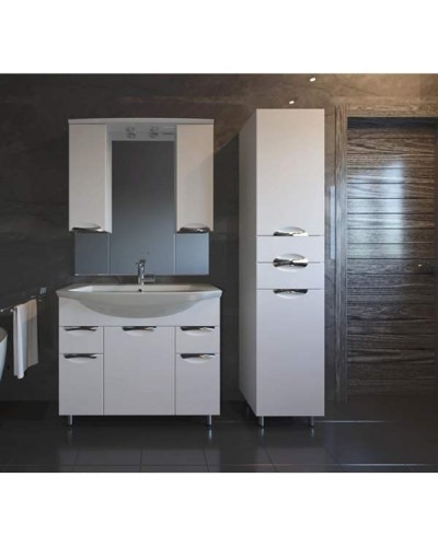 Зеркало со шкафом АСБ-мебель Мессина 100 9616 с подсветкой Белый