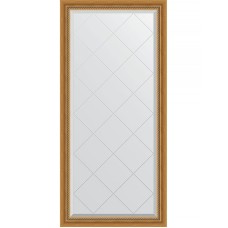 Зеркало Evoform Exclusive-G 135х73 BY 4260 с гравировкой в багетной раме - Состаренное золото с плетением 70 мм