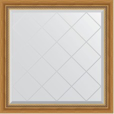 Зеркало Evoform Exclusive-G 83х83 BY 4303 с гравировкой в багетной раме - Состаренное золото с плетением 70 мм