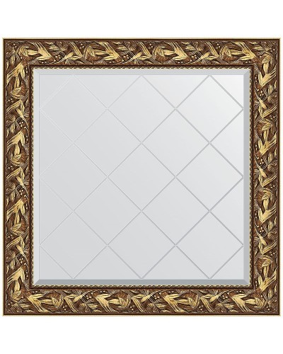 Зеркало Evoform Exclusive-G 89х89 BY 4328 с гравировкой в багетной раме - Византия золото 99 мм