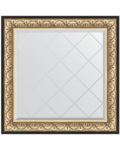 Зеркало Evoform Exclusive-G 90х90 BY 4337 с гравировкой в багетной раме - Барокко золото 106 мм