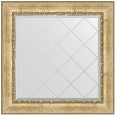 Зеркало Evoform Exclusive-G 92х92 BY 4342 с гравировкой в багетной раме - Состаренное серебро с орнаментом 120 мм