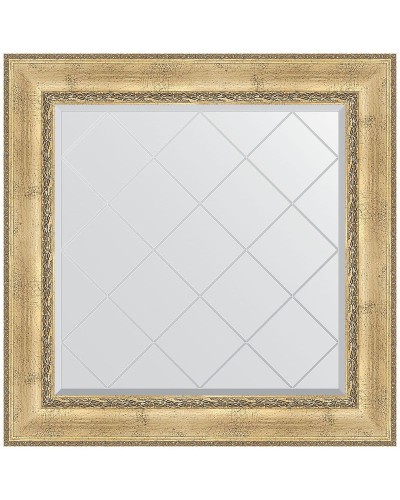 Зеркало Evoform Exclusive-G 92х92 BY 4342 с гравировкой в багетной раме - Состаренное серебро с орнаментом 120 мм