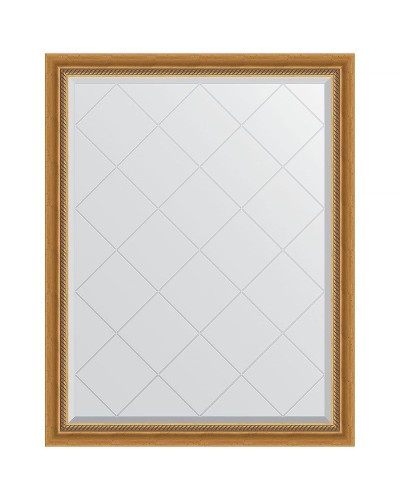 Зеркало Evoform Exclusive-G 118х93 BY 4346 с гравировкой в багетной раме - Состаренное золото с плетением 70 мм