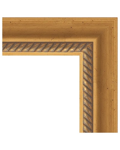 Зеркало Evoform Exclusive-G 118х93 BY 4346 с гравировкой в багетной раме - Состаренное золото с плетением 70 мм