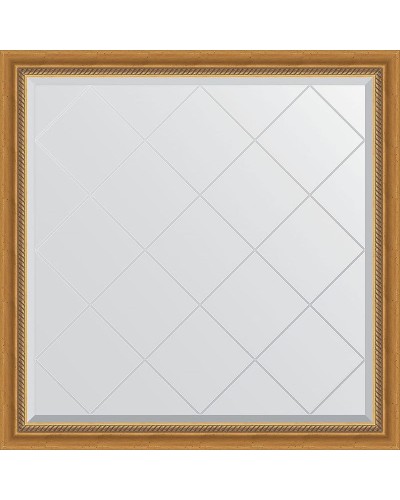 Зеркало Evoform Exclusive-G 103х103 BY 4432 с гравировкой в багетной раме - Состаренное золото с плетением 70 мм