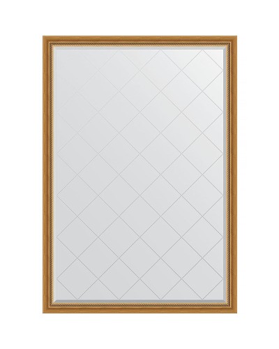 Зеркало Evoform Exclusive-G 183х128 BY 4475 с гравировкой в багетной раме - Состаренное золото с плетением 70 мм