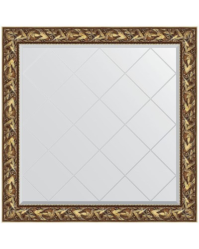 Зеркало Evoform Exclusive-G 109х109 BY 4457 с гравировкой в багетной раме - Византия золото 99 мм