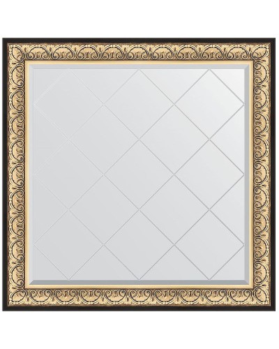 Зеркало Evoform Exclusive-G 110х110 BY 4466 с гравировкой в багетной раме - Барокко золото 106 мм