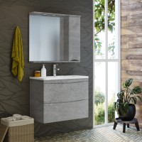 Атлантик - 60 Зеркало с 1 шкаф. серый камень правый