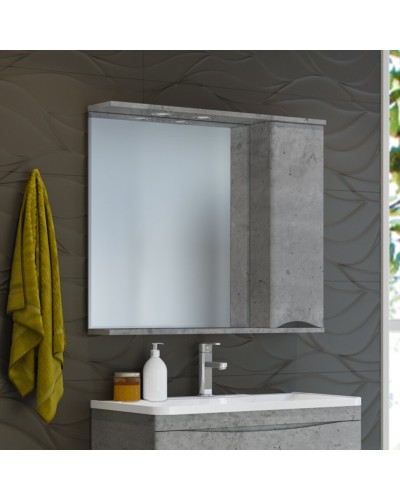 Атлантик - 60 Зеркало с 1 шкаф. серый камень правый