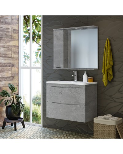 Атлантик - 80 Зеркало с 1 шкаф. серый камень левый