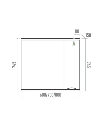 Атлантик - 80 Зеркало с 1 шкаф. белый левый