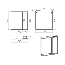 BALATON - 75 Зеркало-шкаф правый, белый