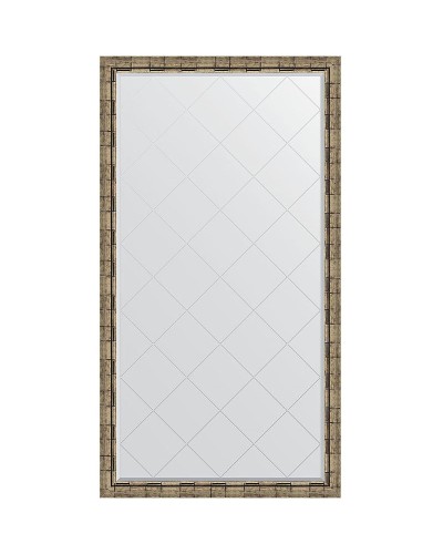 Зеркало Evoform Exclusive-G Floor 198х108 BY 6347 с гравировкой в багетной раме - Серебряный бамбук 73 мм