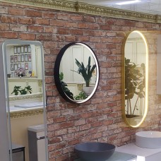 PLUTO - Зеркало 600х600 круглое Nimbus 6 (черный) нейтр.св. сенсор на зеркале