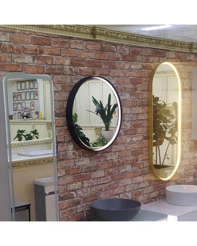 PLUTO - Зеркало 600х600 круглое Nimbus 6 (золото янтарь) нейтр.св. сенсор на зеркале