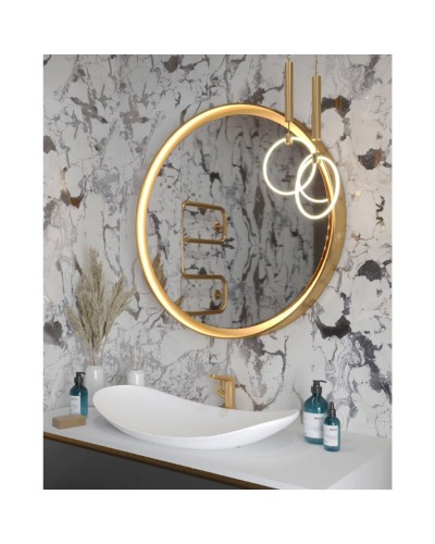 PLUTO - Зеркало 600х600 круглое Nimbus 6 (золото янтарь) нейтр.св. сенсор на зеркале