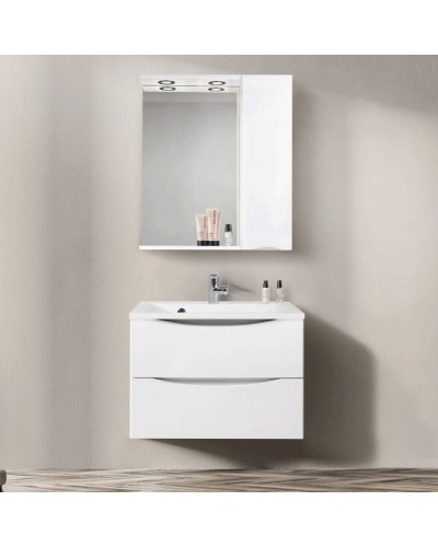 Зеркало со шкафом BelBagno MARINO-SPC-800/750-1A-BL-P-R 80 с подсветкой Bianco Lucido